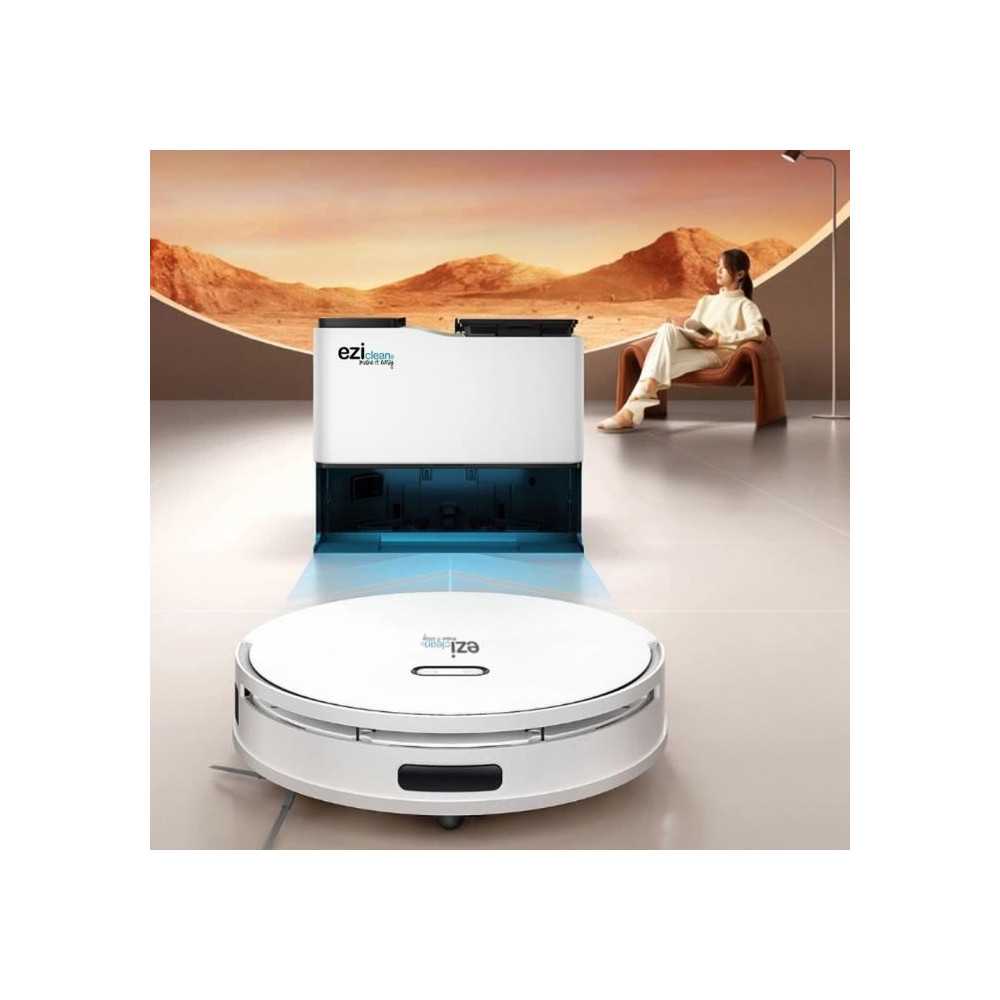 Robot Aspirateur Laveur connecté avec base de vidage - EZICLEAN All I