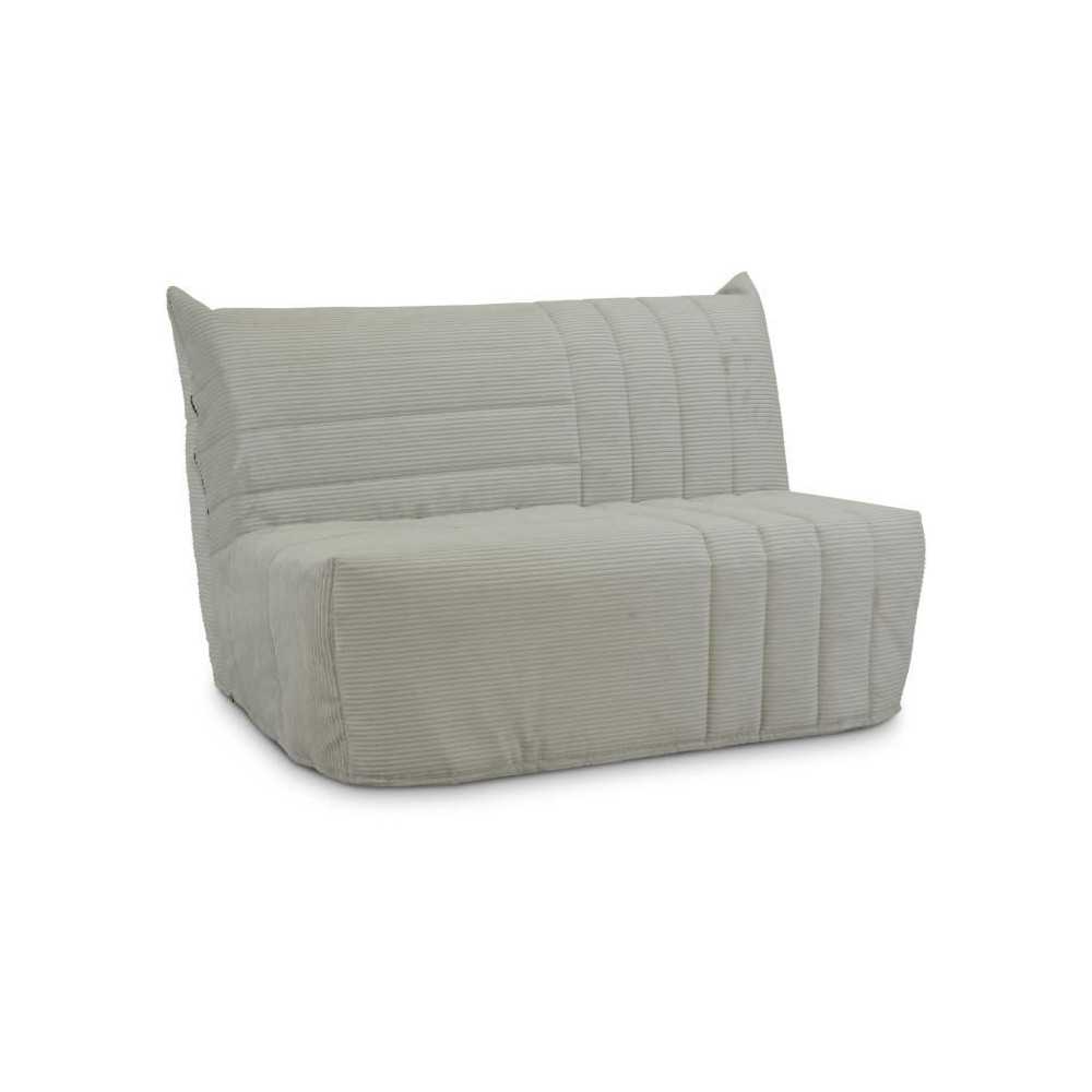 Banquette BZ 2 places BECCI - Velours côtelé Beige - Matelas Bultex