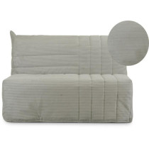 Banquette BZ 2 places BECCI - Velours côtelé Beige - Matelas Bultex