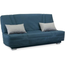 COMFORT BULTEX Banquette clic-clac - 3 places - Tissu bleu + Coussins