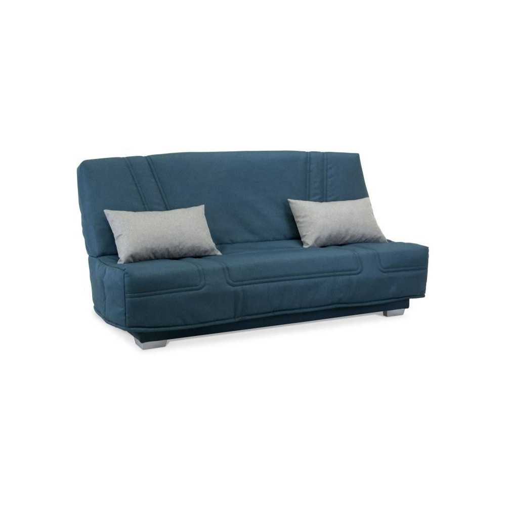 COMFORT BULTEX Banquette clic-clac - 3 places - Tissu bleu + Coussins
