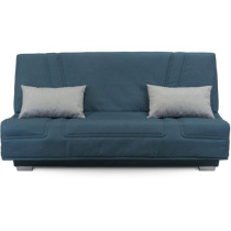 COMFORT BULTEX Banquette clic-clac - 3 places - Tissu bleu + Coussins