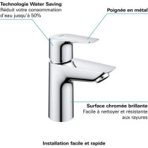 Mitigeur lavabo salle de bains - GROHE - Monotrou - Chromé - Economie
