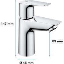 Mitigeur lavabo salle de bains - GROHE - Monotrou - Chromé - Economie