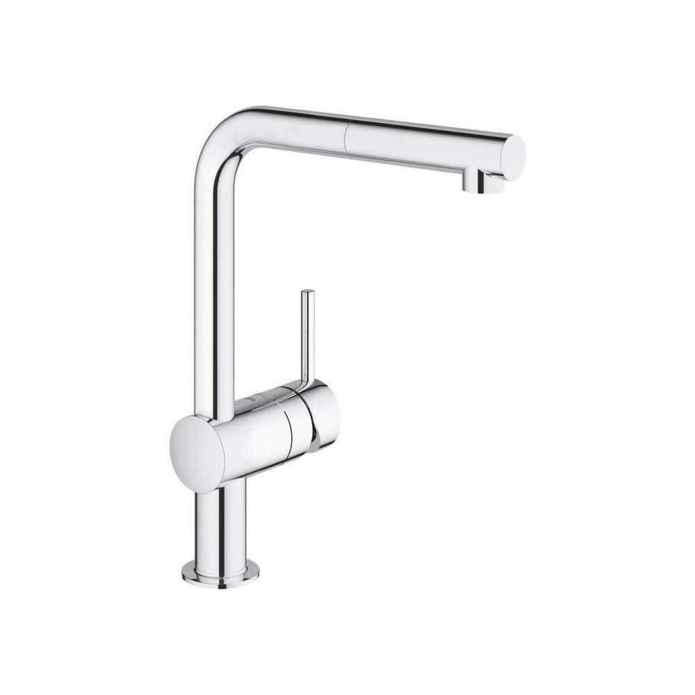 GROHE Mitigeur évier Minta 32168000 - Douchette extractible - Bec L -