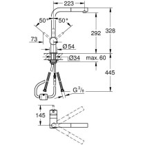 GROHE Mitigeur évier Minta 32168000 - Douchette extractible - Bec L -