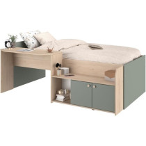 Lit combiné enfant 90x190/200 cm JADE - Chene / Vert céladon - Burea