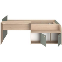 Lit combiné enfant 90x190/200 cm JADE - Chene / Vert céladon - Burea