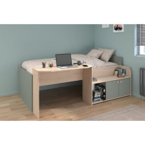 Lit combiné enfant 90x190/200 cm JADE - Chene / Vert céladon - Burea