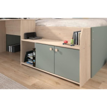 Lit combiné enfant 90x190/200 cm JADE - Chene / Vert céladon - Burea