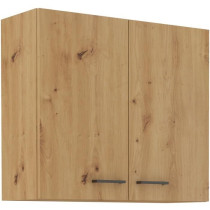 MODENA - Meuble haut - 2 portes - 80 cm - Chene artisan / Noir mat