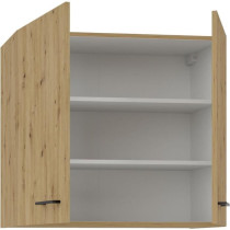 MODENA - Meuble haut - 2 portes - 80 cm - Chene artisan / Noir mat