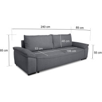Canapé convertible avec coffre - 3 a 4 places - NORMAN - Tissu anthra