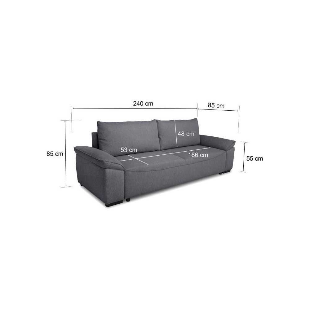 Canapé convertible avec coffre - 3 a 4 places - NORMAN - Tissu anthra