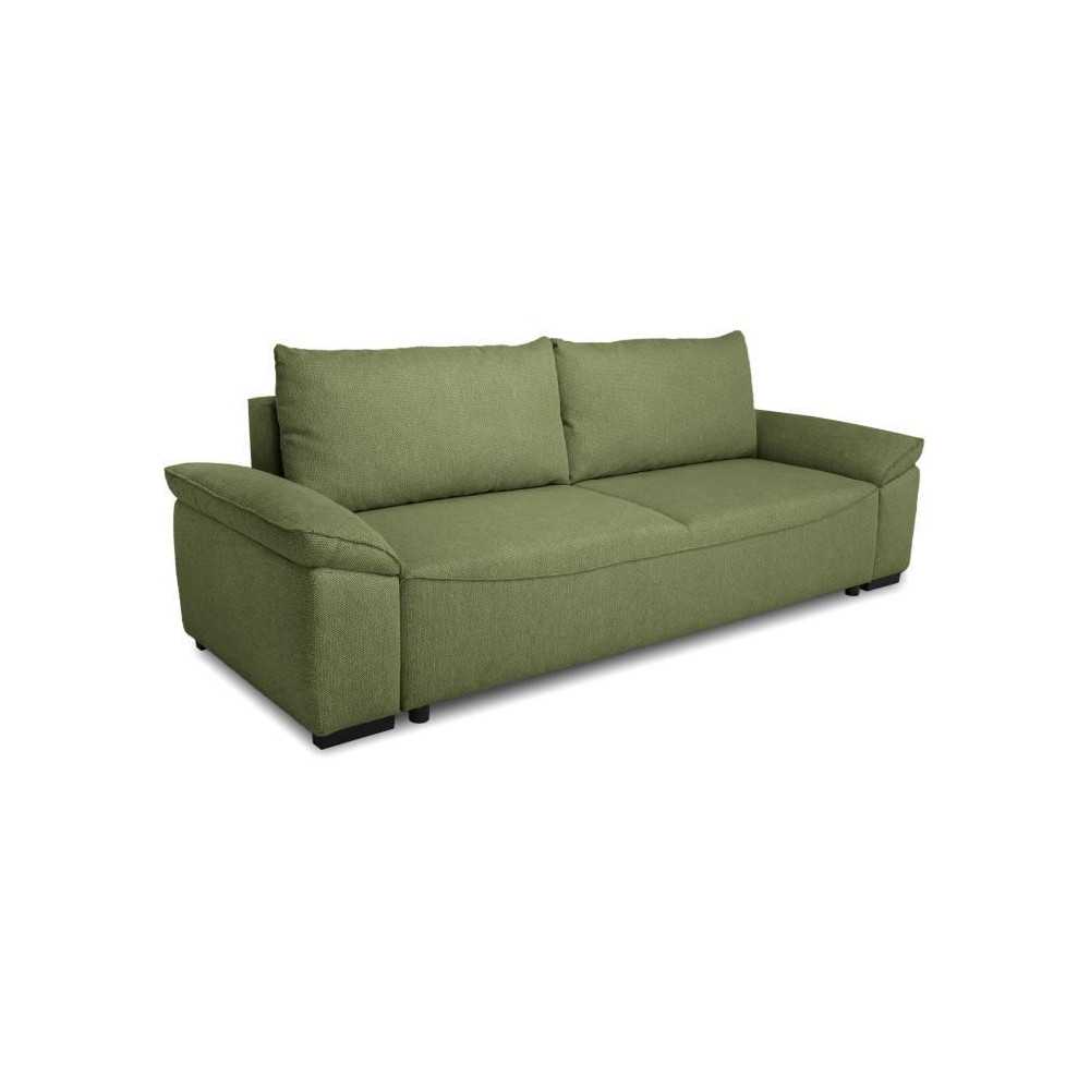 Canapé convertible avec coffre - 3 a 4 places - NORMAN - Tissu olive