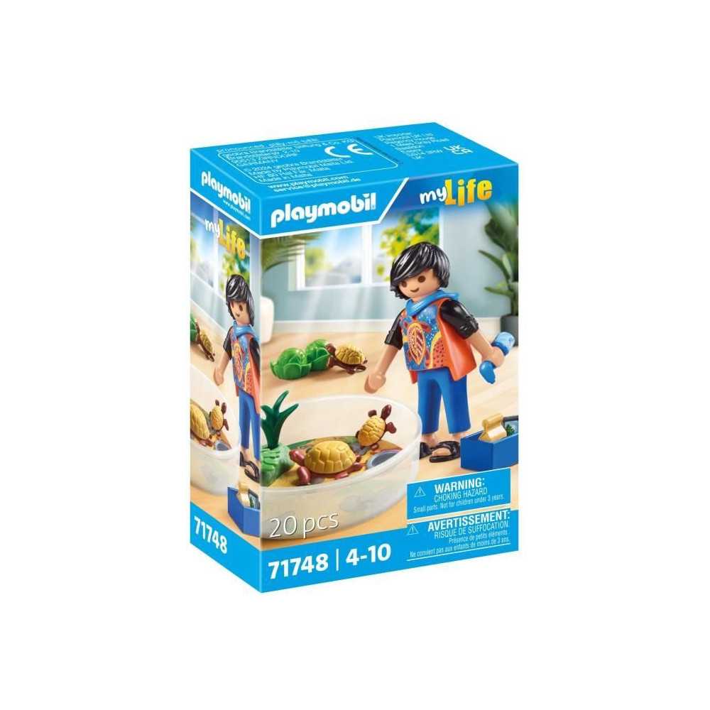PLAYMOBIL 71748 Garçon avec famille de tortues dans un terrarium, My