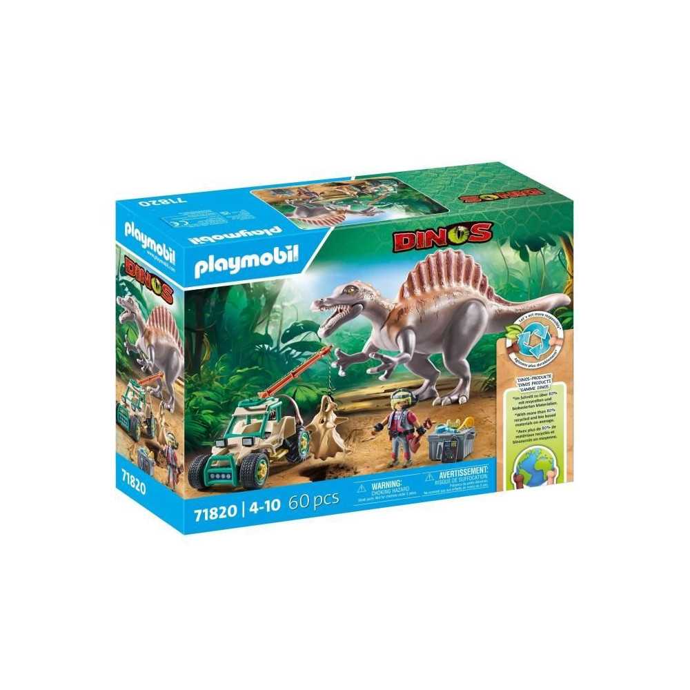 PLAYMOBIL 71820 Spinosaure, chercheur et véhicule a grue pivotante, D