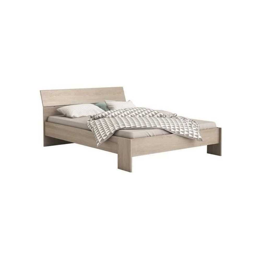DEMEYERE PRICY Lit 140 x 190/200 cm - Décor Chene shannon - L 145 x P
