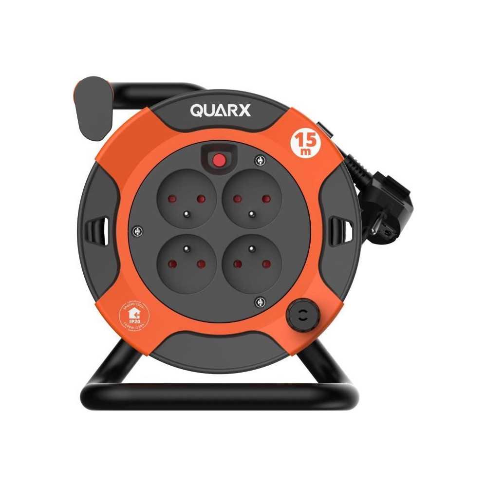Enrouleur - QUARX - Bricolage - 15m, H05VV-F 3G1,5mm², disjoncteur th