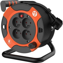Enrouleur - QUARX - Bricolage - 15m, H05VV-F 3G1,5mm², disjoncteur th