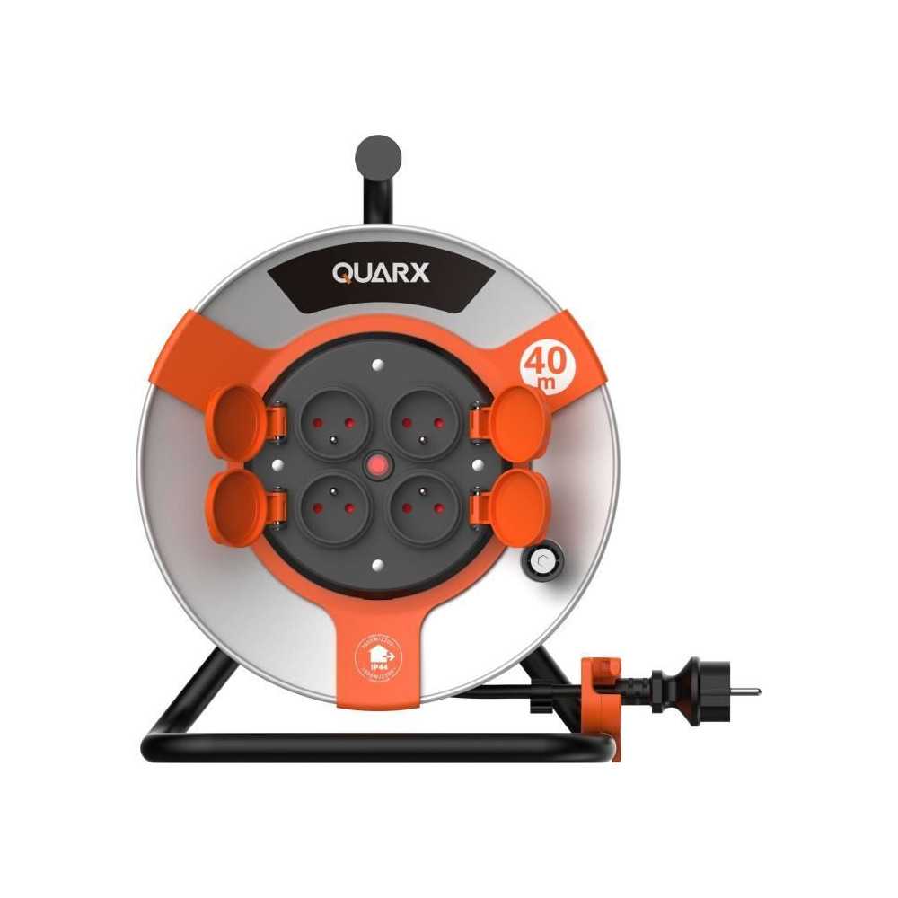 Enrouleur - QUARX - Chantier - 40m, H05VV-F 3G1,5mm², tambour métall
