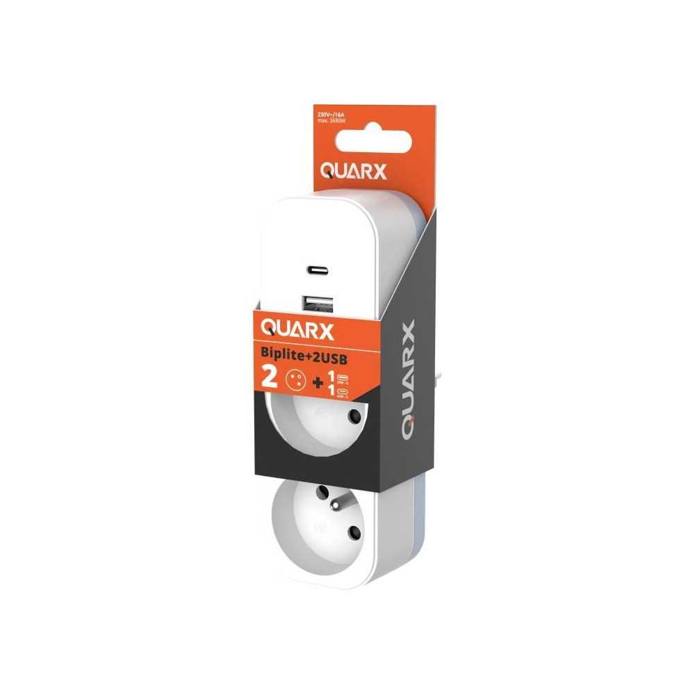 Biplite - QUARX - 2P 16A - Avec USB-A et USB-C, conforme NF Biplite - QUARX - 2P 16A - Avec USB-A et USB-C, conforme NF
