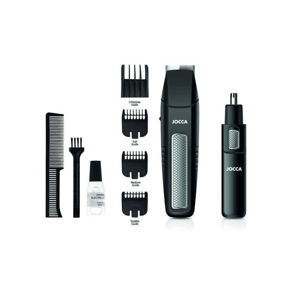 KIT barbe 5 en 1 - JOCCA - 1439 - 3V - 4 sabots - Noir et acier inoxyd
