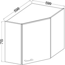 MODENA - Meuble haut d'angle - 89/89 x 31 x 71,5 cm - Chene artisan /