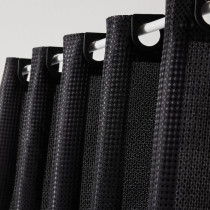Rideau de douche gauffré - Black - Polyester - 180 x 200 cm - 12 croc