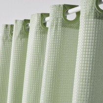 Rideau de douche gauffré - Green - Polyester - 180 x 200 cm - 12 croc