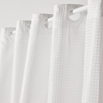 Rideau de douche gauffré - White - Polyester - 180 x 200 cm - 12 croc