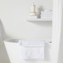 Rideau de douche gauffré - White - Polyester - 180 x 200 cm - 12 croc