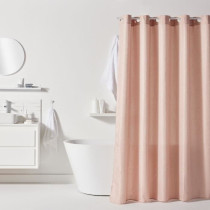 Rideau de douche gauffré - Pink - Polyester - 180 x 200 cm - 12 croch