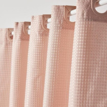 Rideau de douche gauffré - Pink - Polyester - 180 x 200 cm - 12 croch