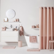 Rideau de douche gauffré - Pink - Polyester - 180 x 200 cm - 12 croch