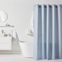Rideau de douche gauffré - Blue - Polyester - 180 x 200 cm - 12 croch