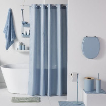 Rideau de douche gauffré - Blue - Polyester - 180 x 200 cm - 12 croch