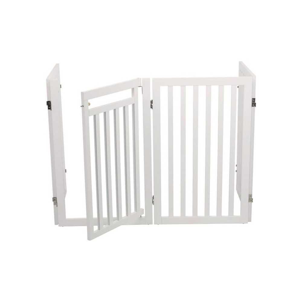 TRIXIE Barriere avec porte ajustable- (60-160cm) x 81 cm - Blanc - Pou