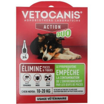 Pipettes - VETOCANIS - x4 Pipettes Anti-puces et tiques Duo 134mg/40mg