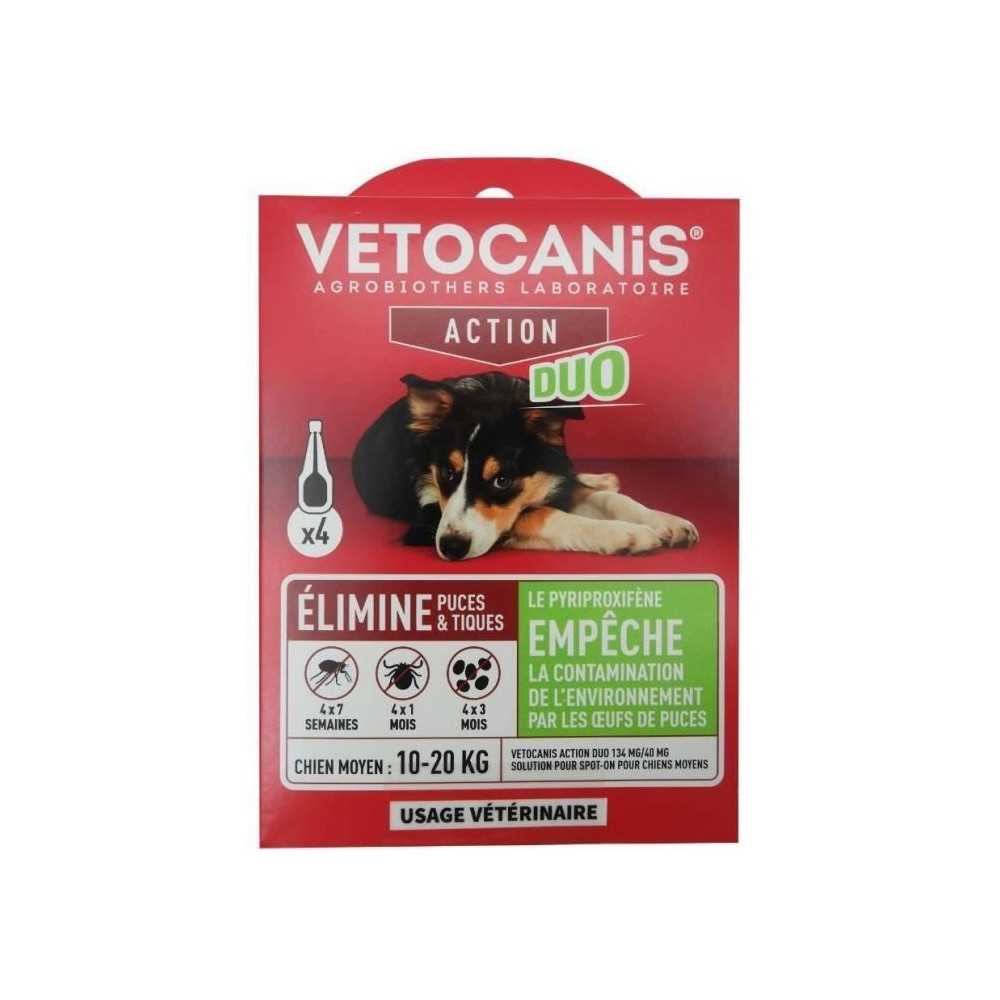 Pipettes - VETOCANIS - x4 Pipettes Anti-puces et tiques Duo 134mg/40mg