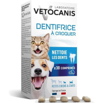 Dentifrice croquer - VETOCANIS - x30 Comprimés pour Chat et Petit Chi