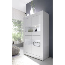 Vitrine - BASICO - 4 portes - Blanc laqué brillant - 101 x 42 x 161 c