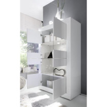 Vitrine - BASICO - 4 portes - Blanc laqué brillant - 101 x 42 x 161 c