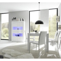Vitrine - BASICO - 4 portes - Blanc laqué brillant - 101 x 42 x 161 c