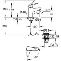 Mitigeur monocommande lavabo - GROHE Swift - 24323001 - Chromé - Tail