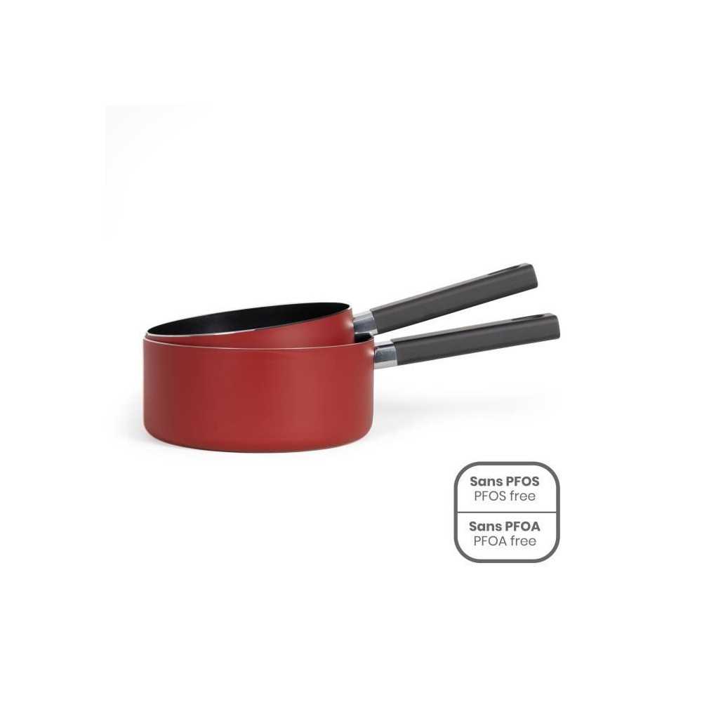 Set de 2 casseroles - LIVOO - MEP154R - Antiadhésif sans PFOA ni PFOS