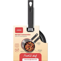 Set de 2 casseroles - LIVOO - MEP154R - Antiadhésif sans PFOA ni PFOS