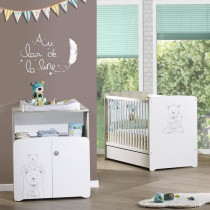 Chambre bébé duo Teddy: lit 120x60, commode a langer - Babyprice - B