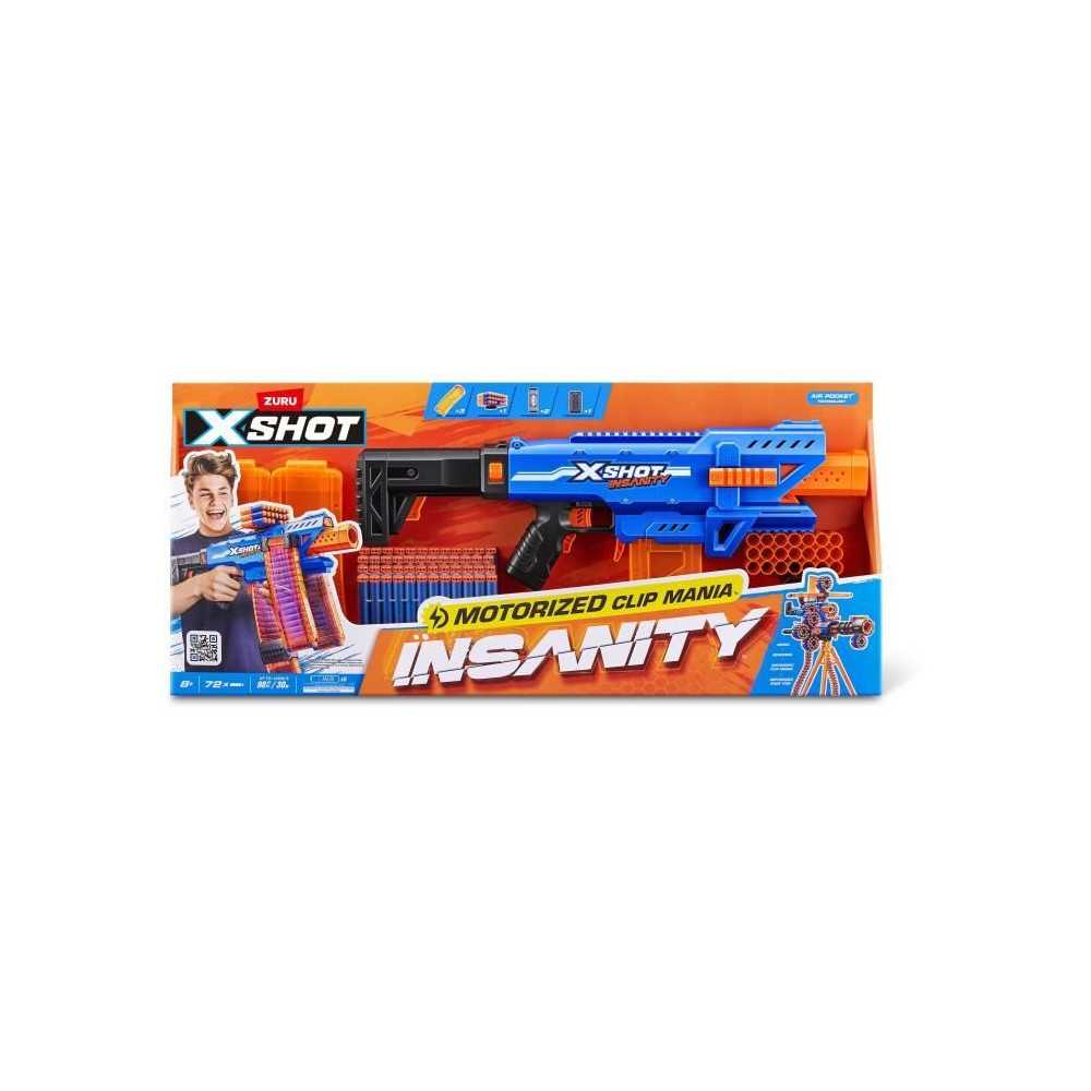Blaster motorisé - ZURU - X-SHOT Clip Blaster - 4 chargeurs - Portée