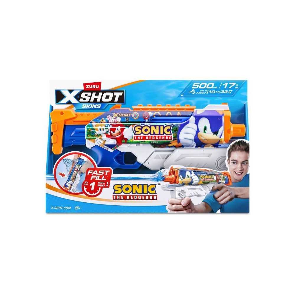 Pistolet a eau - ZURU - X-SHOT Skins Sonic Hyperload - Vitesse Sonic -